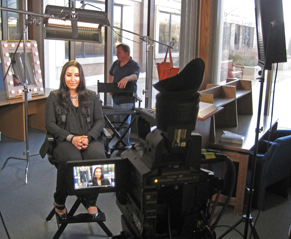 video talent on camera and crew